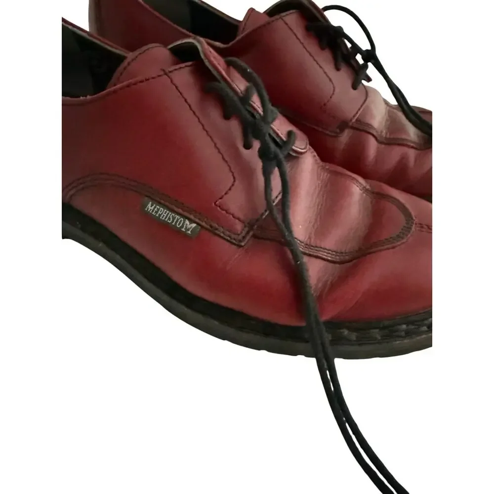 Mephisto Burgundy Leather Comfort Oxford Lace-Up Shoes Women’s US 8.5 EU 39